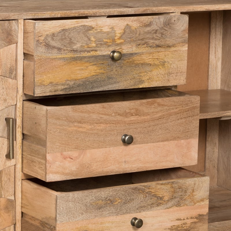 Christopher Knight Home - Latimer Mid-Century Modern Handcrafted Mango Wood 3 Drawer Sideboard with 2 Doors