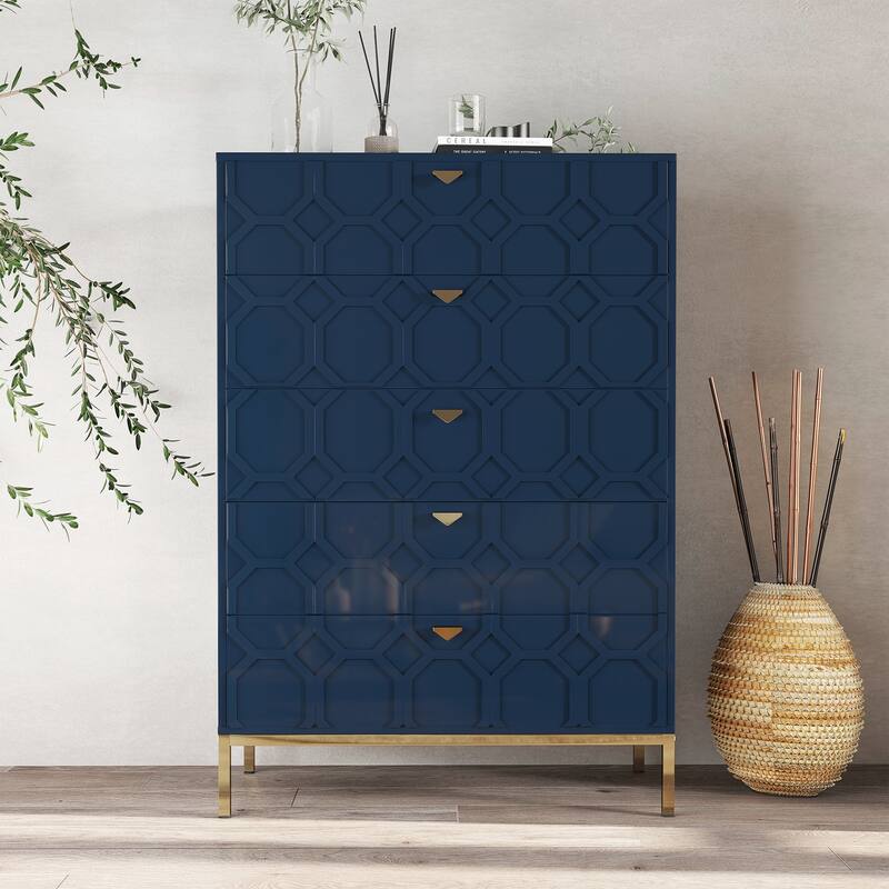 Clihome Wooden 5-Drawer Storage Chest