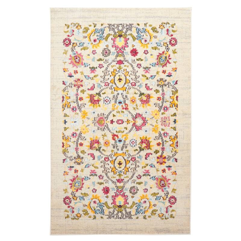 ECARPETGALLERY Machine Made Rosa Ivory Area Rug - Ivory - 5'0 x 8'0