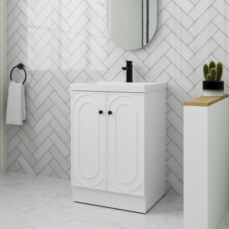 ARTCHIRLY 24/30/36 Inch Bathroom Vanity with Sink, Freestanding Bathroom Vanity with Soft Close Door and Adjustable Shelf