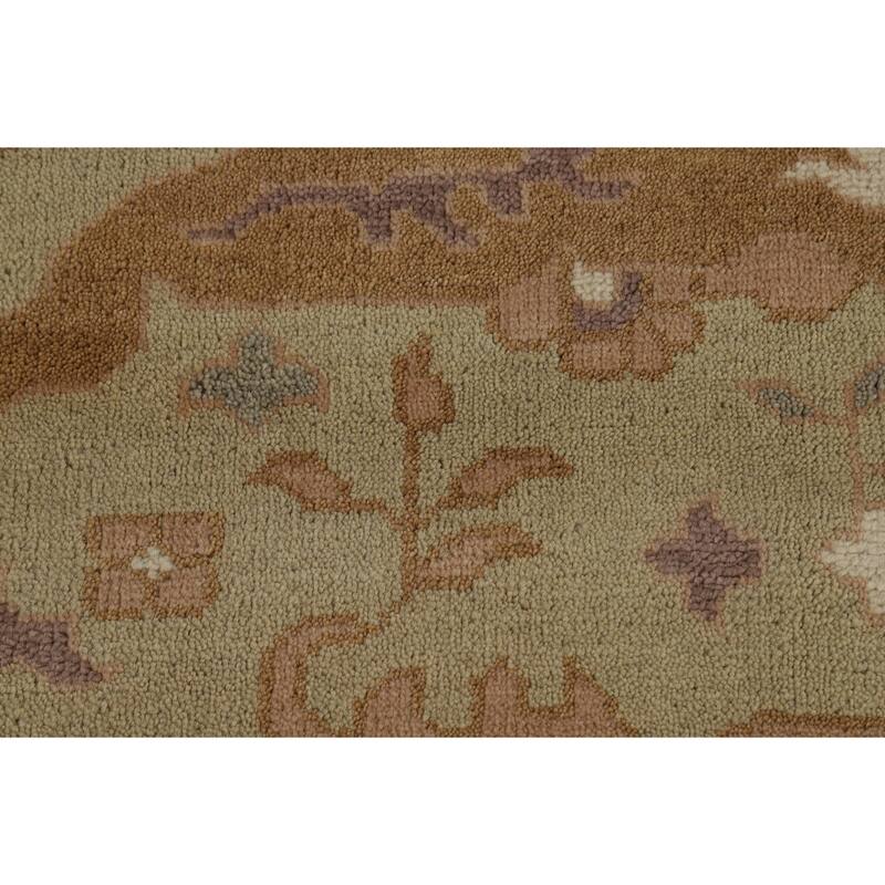 Light Green Oushak Indian Rug Hand-Knotted Wool Carpet - 7'9"x 9'8"
