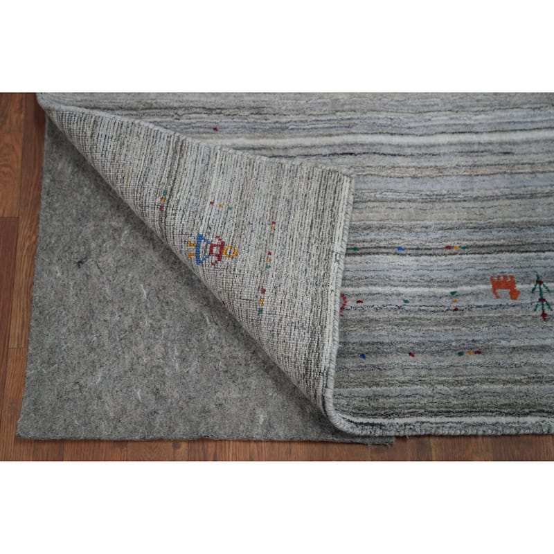 Tribal Gabbeh Indian Area Rug Hand-Knotted Wool Carpet - 4'11" x 8'1"