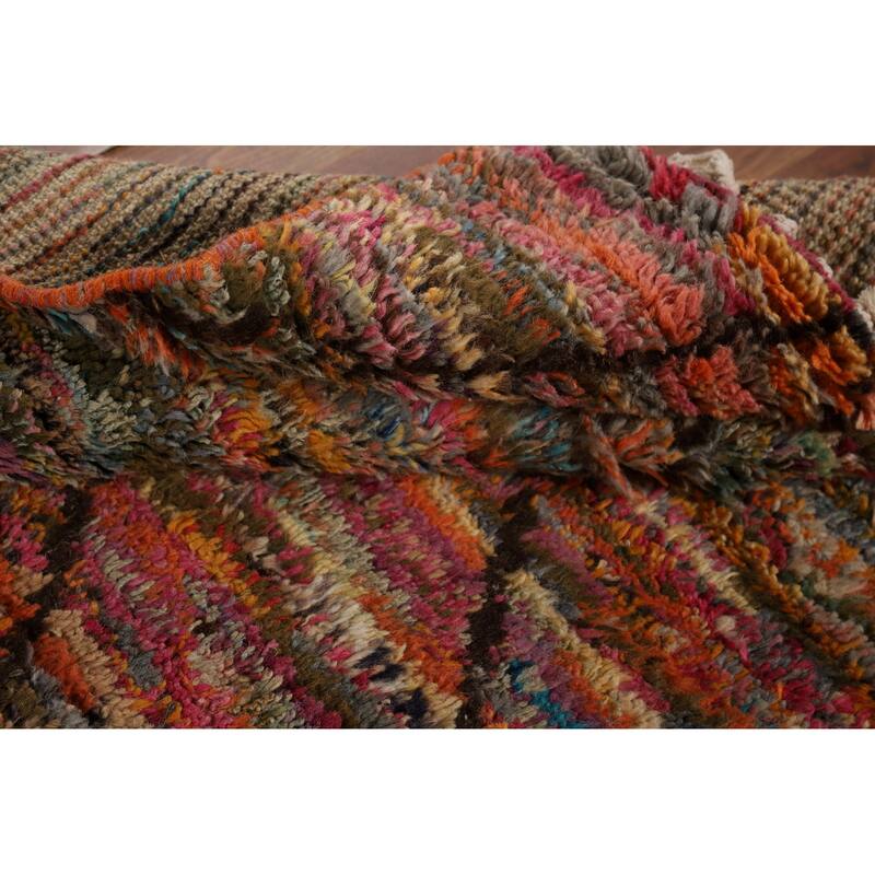 Hand Knotted Oriental 100% Wool Carpet Modern All-Over Multi-Colored Moroccan Area Rug - 6' 8'' X 4' 0''