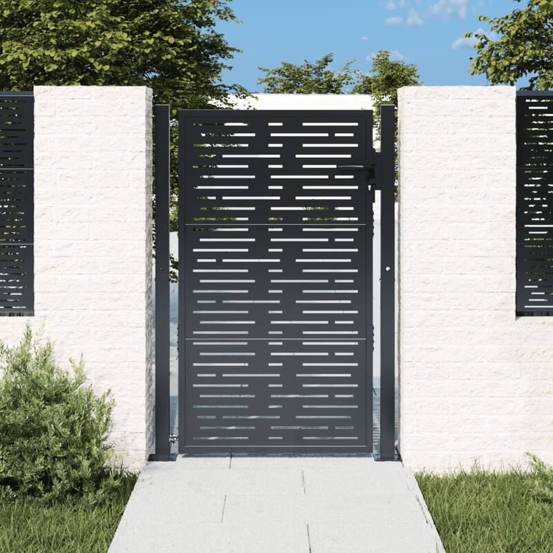 vidaXL Garden Gate Anthracite 39.4x49.2" Steel Square Design - 41.3 x 51.2"