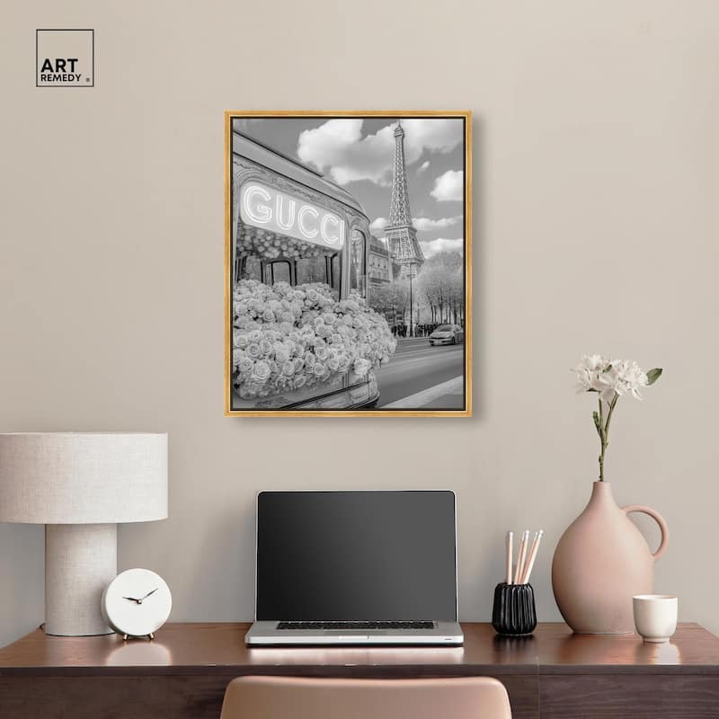 Dreamy Fashion Bus Noir Canvas by Art Remedy