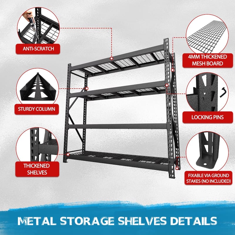 VEIKOUS Heavy Duty Metal Shelving Units, 2000 LBS Per Shelf Garage Storage Shelves with Adjustable Height