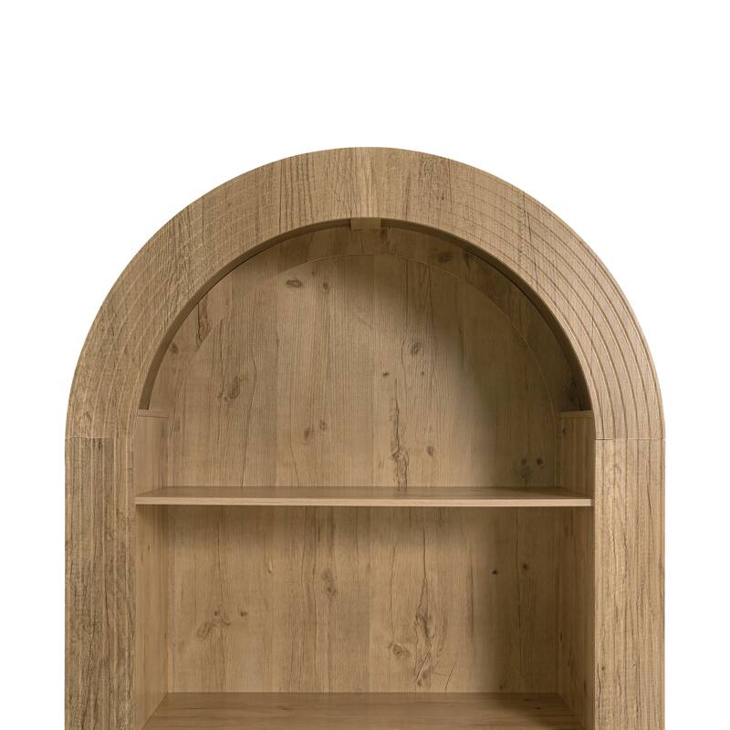 78.74" Mid-Century Modern 4-Tier Tall Arched Storage Bookcase with Open Display Shelf
