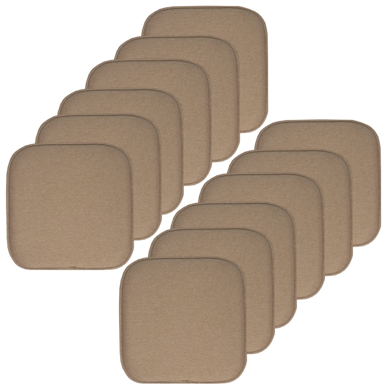 Charlotte Jacquard Cover Memory Foam Chair Pads - Taupe - Set of 12