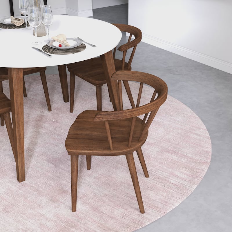 Macon Mid-Century Modern Solid Wood Dining Chair in Walnut (Set of 2)