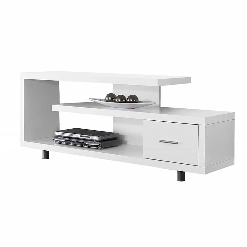 White Modern TV Stand - Fits up to 60-inch Flat Screen TV - 60"W x 16"D x 24"H