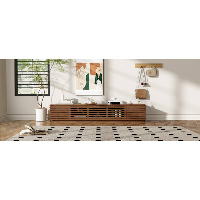 Roomfitters 70 Inch Modern TV Stand for TVs up to 80 Inch, Media Console with Soft-Closing Hinges & Cable Management, Walnut