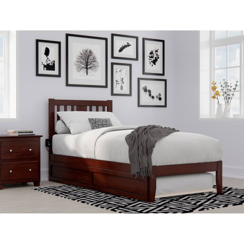 Tahoe Bed with USB Turbo Charger and Twin XL Trundle - Walnut - Twin XL