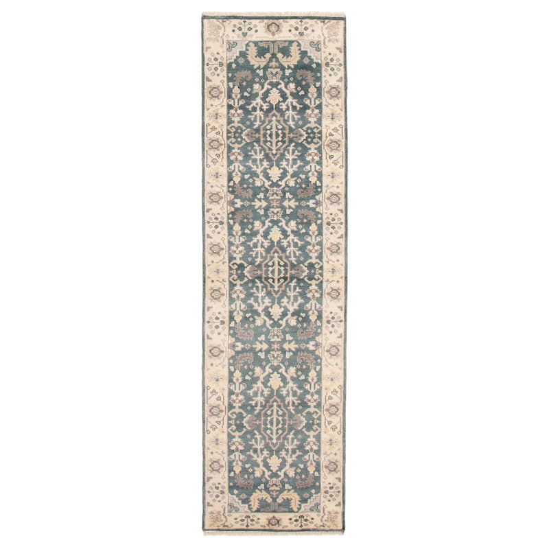 ECARPETGALLERY Hand-knotted Royal Oushak Teal Wool Rug - 2'7 x 9'11 - Teal - 2'7 x 9'11