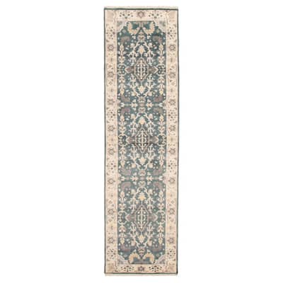 ECARPETGALLERY Hand-knotted Royal Oushak Teal Wool Rug - 2'7 x 9'11