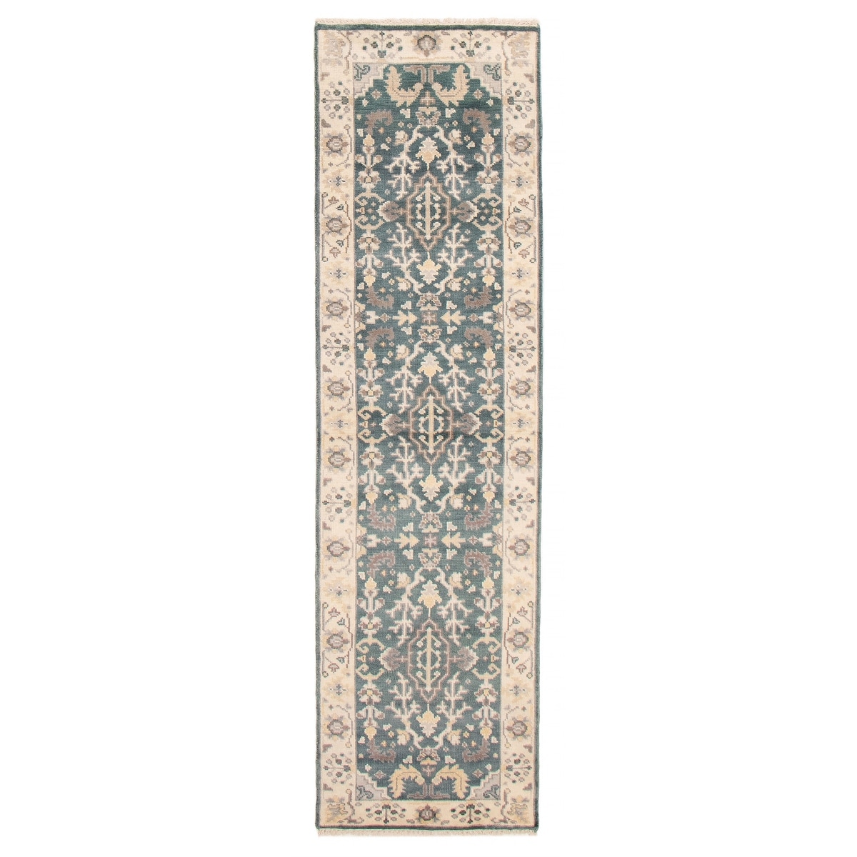 ECARPETGALLERY Hand-knotted Royal Oushak Teal Wool Rug - 2'7 x 9'11