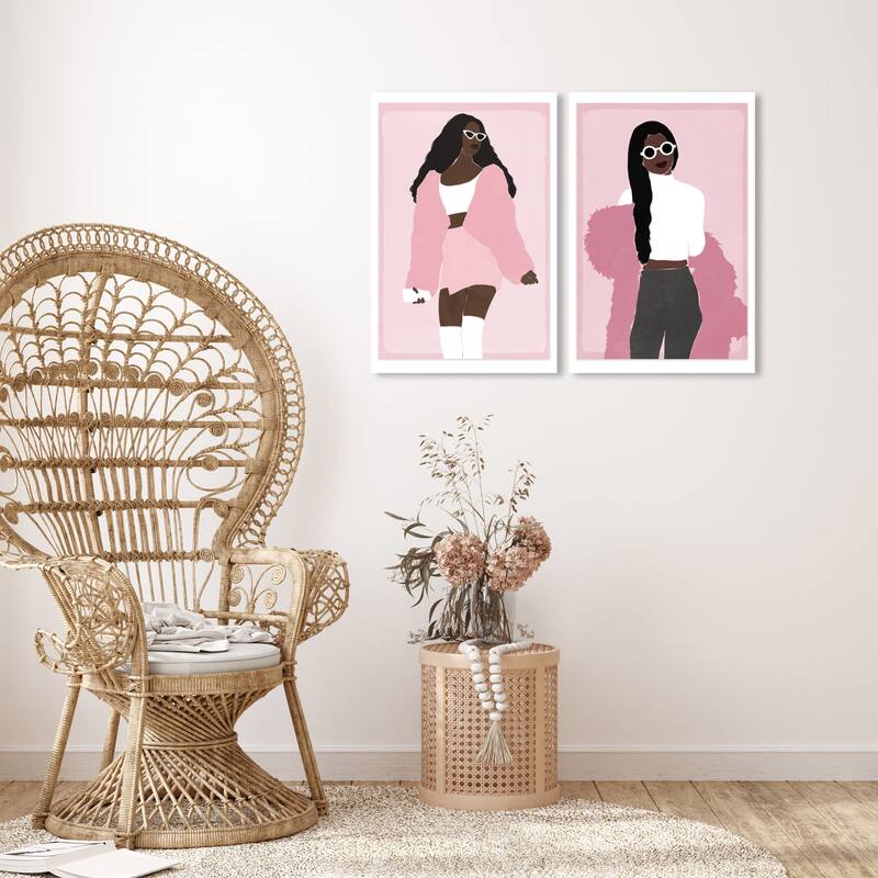 Wynwood Studio Fashion and Glam Bubblegum Queens SET Pink and Rose Pink Modern & Contemporary Wall Art Canvas Print - 36 x 24