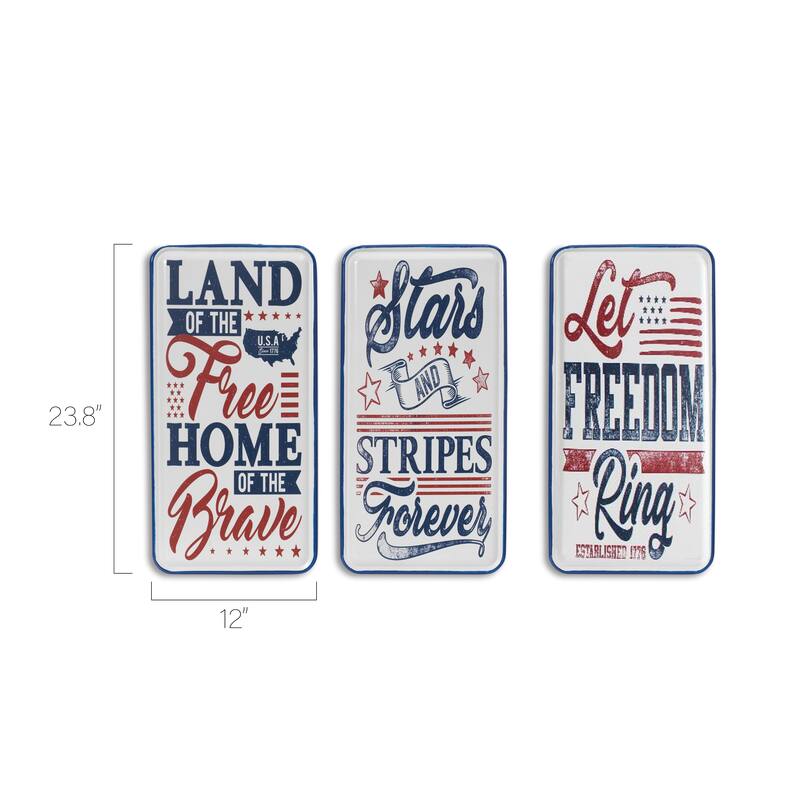 23.8 in. Metal Patriotic Wall Signs Set of 3
