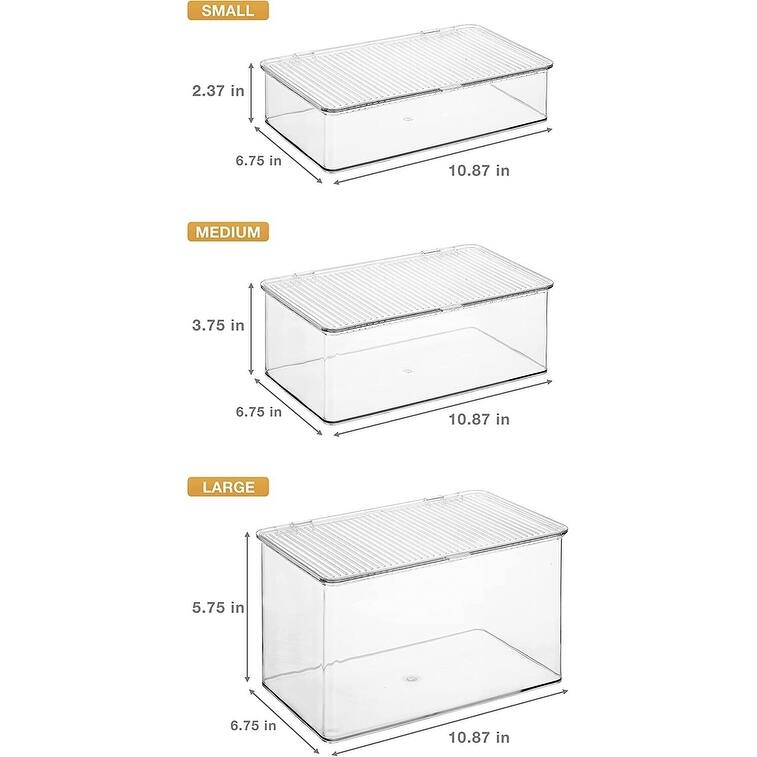 Clear Plastic Storage Bins with Lids for Fridge Organization 3 Pcs Bed Bath & Beyond 39311692
