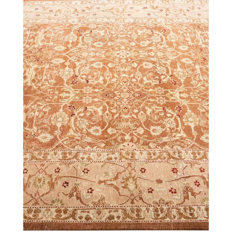 Overton Handknotted Wool Traditional Oriental Brown Area Rug - 6' x 9'