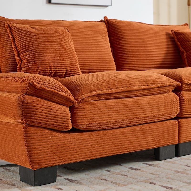 84" Corduroy Sleeper Couch Upholstered Deep Seat Loveseat Sofa with Pillows