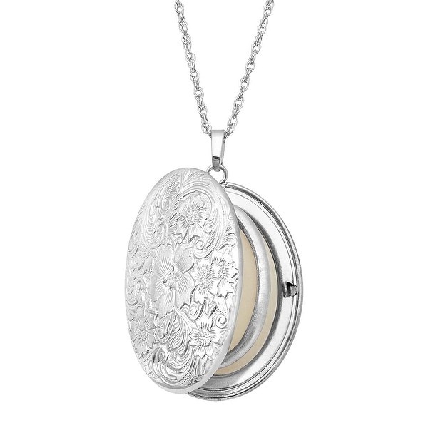 Floral Locket Pendant with Diamond in Sterling Silver