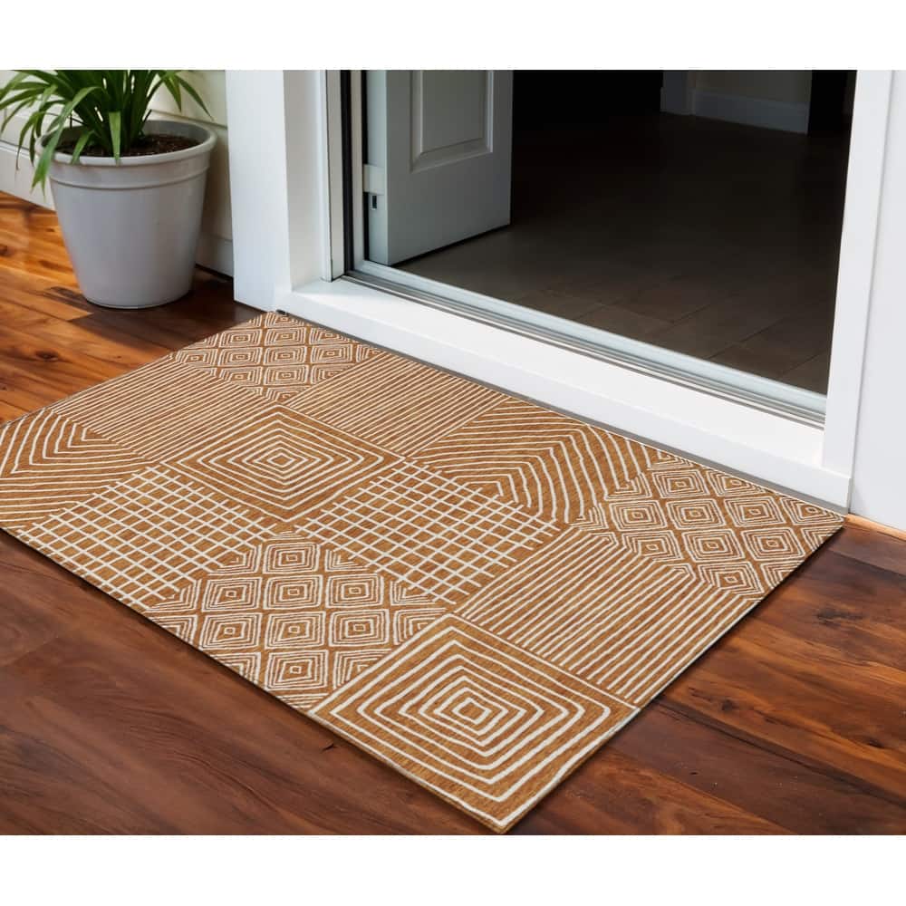 HomeRoots Geometric Transitional Rectangle Outdoor Rug