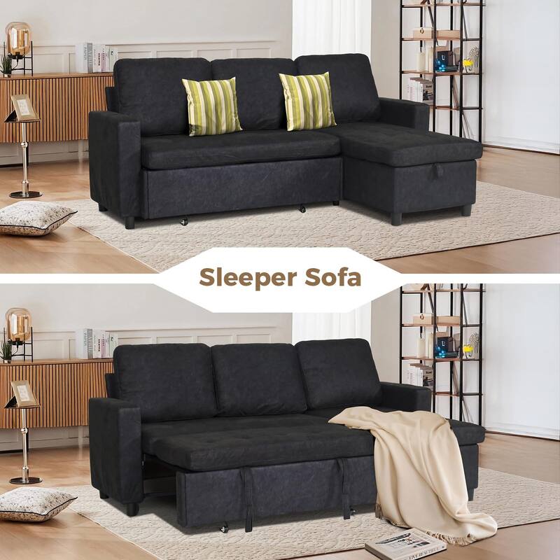 Small Couch Sofas with Pull Out Bed, Convertible Sleeper Sofa Bed with Storage for Small Spaces