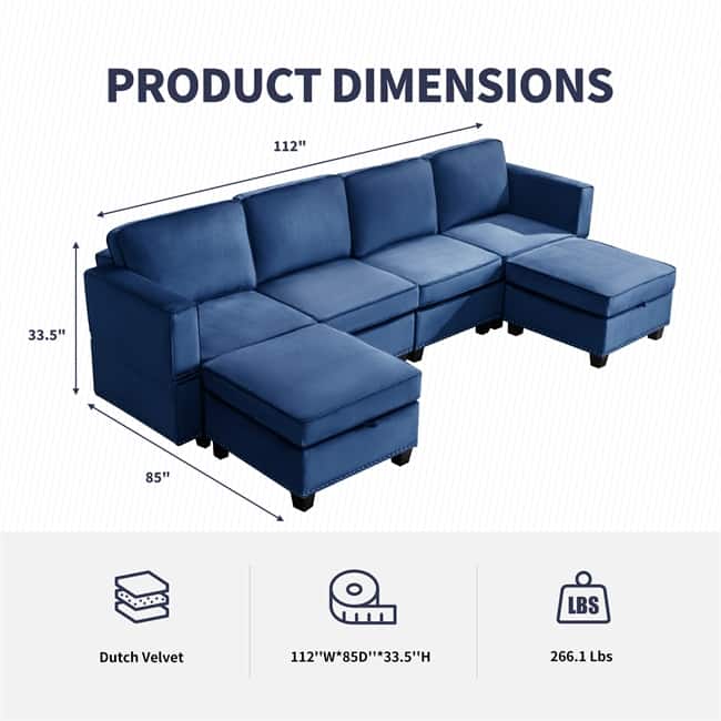 Mixoy 6-Seater Transferable Position Free Combination Sectional Sofa with Storage