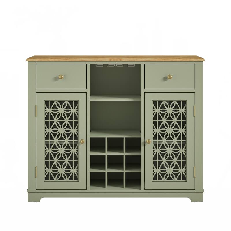 47" Stylish Wine Cabinet with Metal Wine Glass Rack - 47" in Width