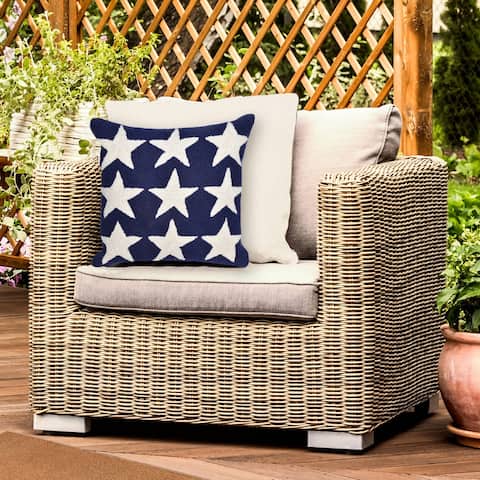 Liora Manne Frontporch Stars Indoor/Outdoor Pillow Blue 18" Square