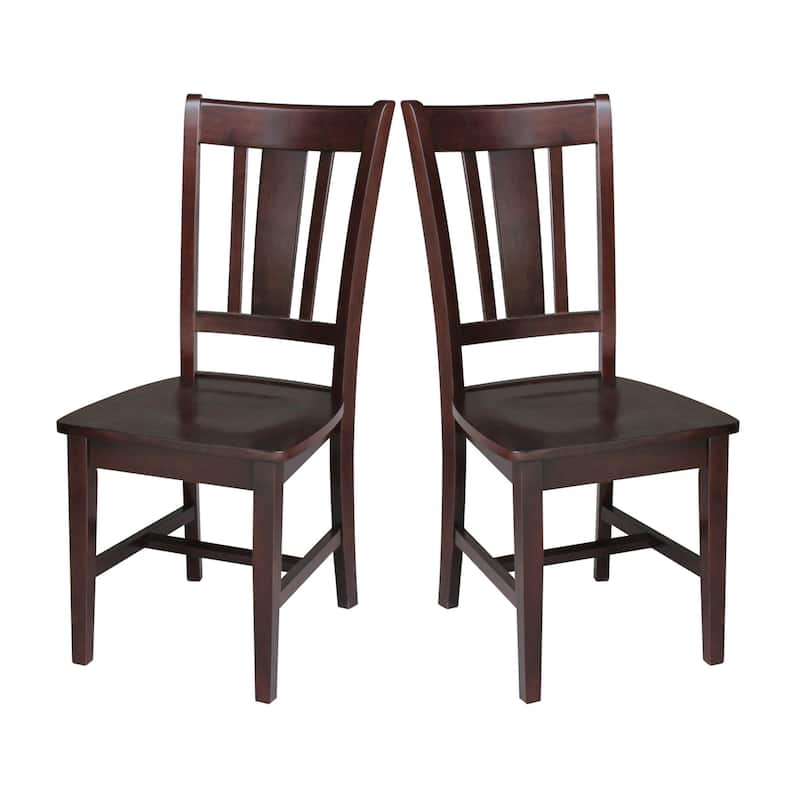 International Concepts Solid Wood San Remo Splatback Chairs - Set of 2 - Rich Mocha