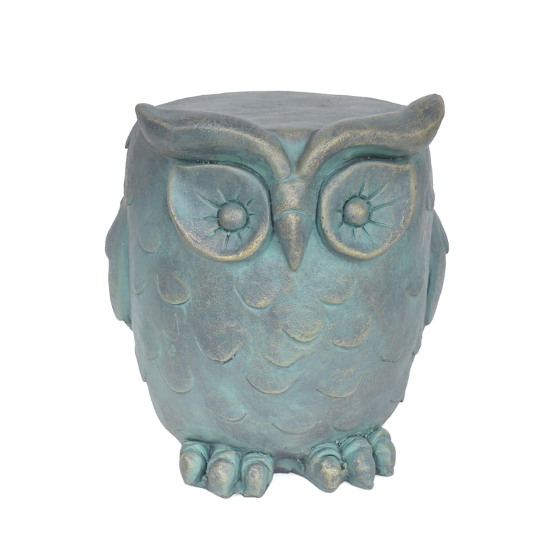Pratchett Light weight Concrete Owl Garden Stool by Christopher Knight Home - gold patina
