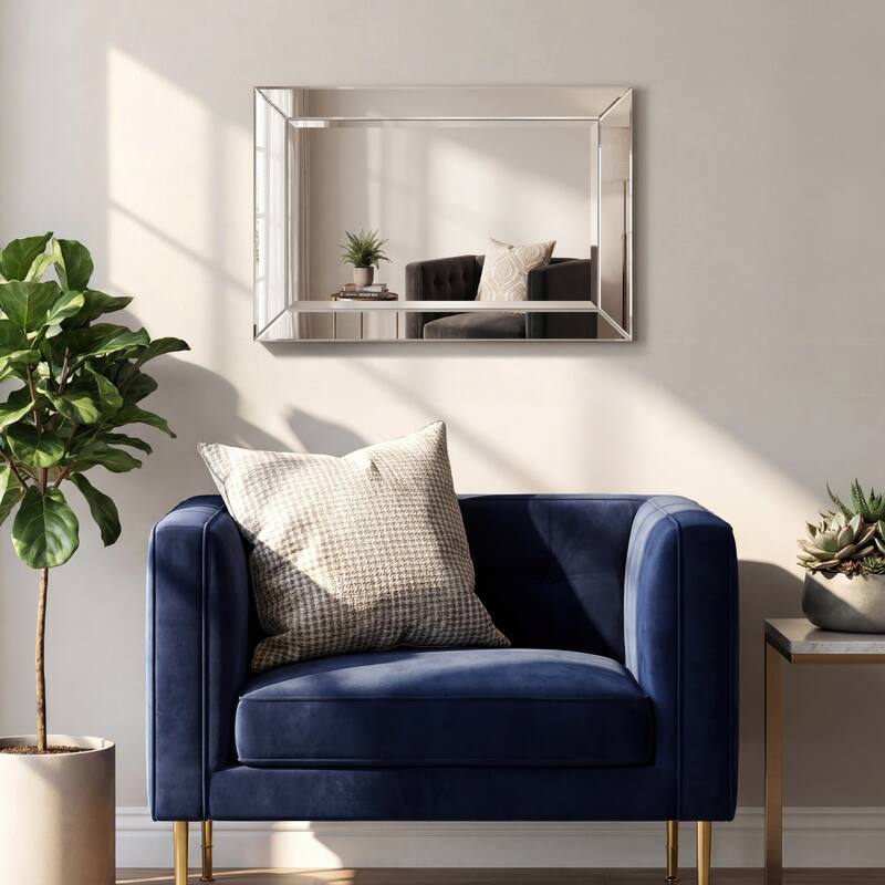 Beveled Rectangular Clear HD Wall Mounted Mirror for Bathroom, Vanity, Bedroom Mirrors, 3 sizes