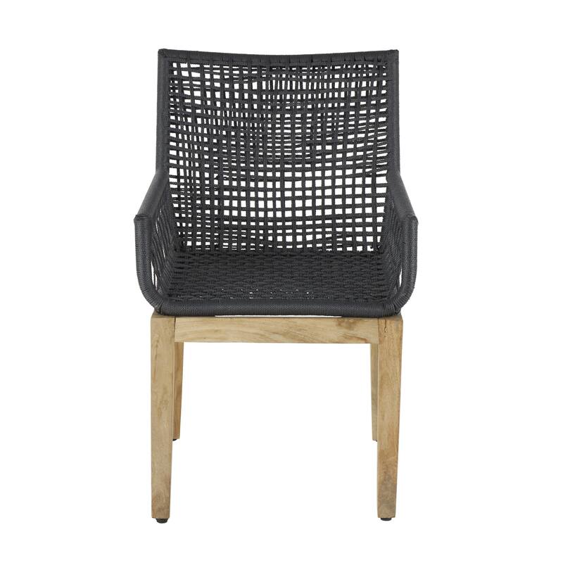 Jute Rope Handmade Woven Accent Chair with Brown Wooden Legs - Black - Roche River Decor