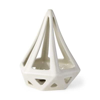 Crackle Glaze Ceramic Conical Sculpture - 8"W x 8"D x 9"H