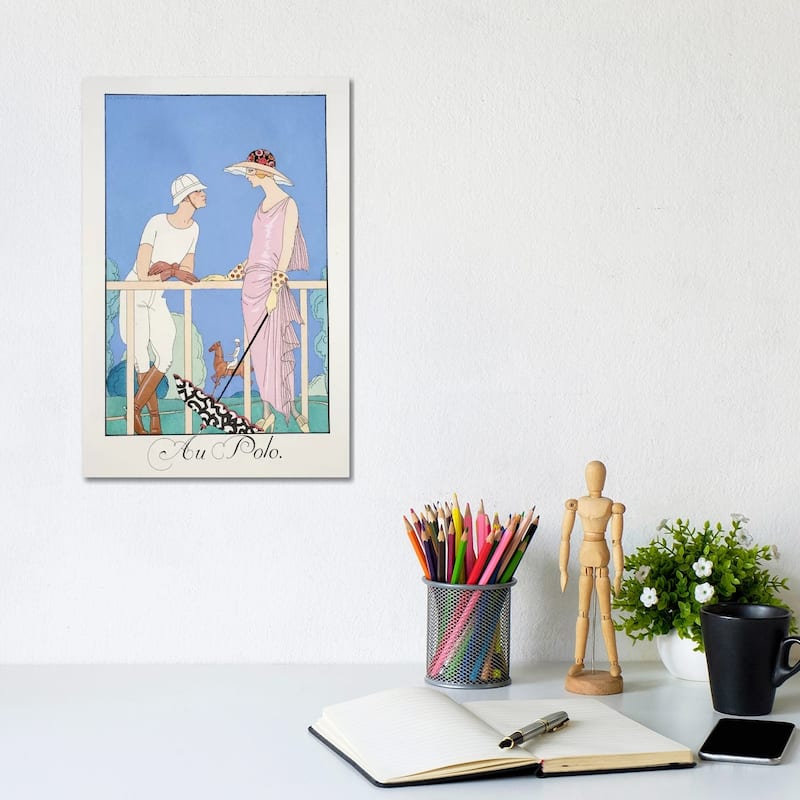 iCanvas "At The Polo, Almanach des Modes Presentes, Passees et Futures, 1924" by George Barbier Canvas Print - 12x8x0.75