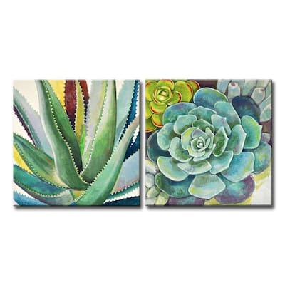 'Brilliant Succulents I/II' Wrapped Canvas Wall Art Set by Norman Wyatt Jr.