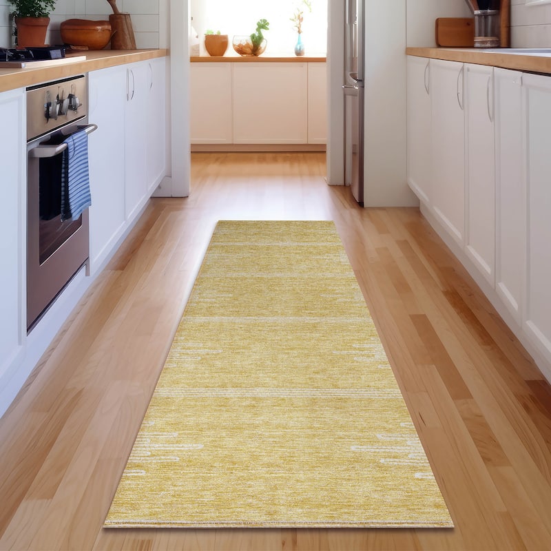 Premium Washable Super Soft Modern Century Mayfield Rug - Gold - 2' 3" x 7' 6" - Runner