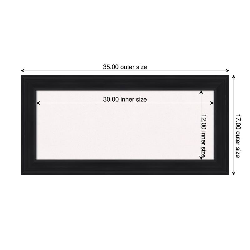 Abbey Black Framed Cork Board - Bulletin Board, Organization Board, Pin Board - White - 35 x 17 in