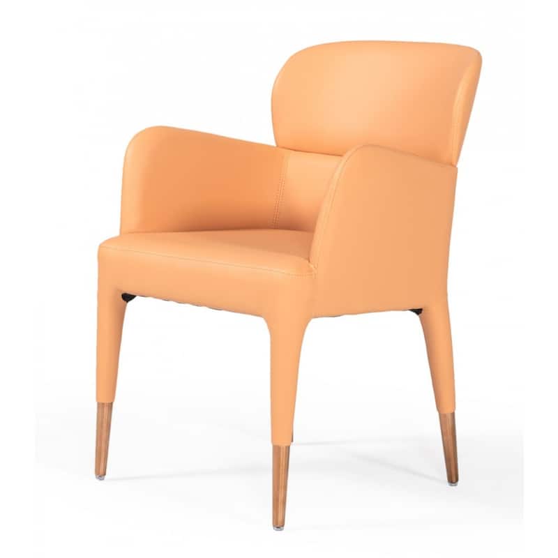 Peach Upholstered Dining Chair with Metal Legs Comfortable Seat - 25” x 20” x 32”