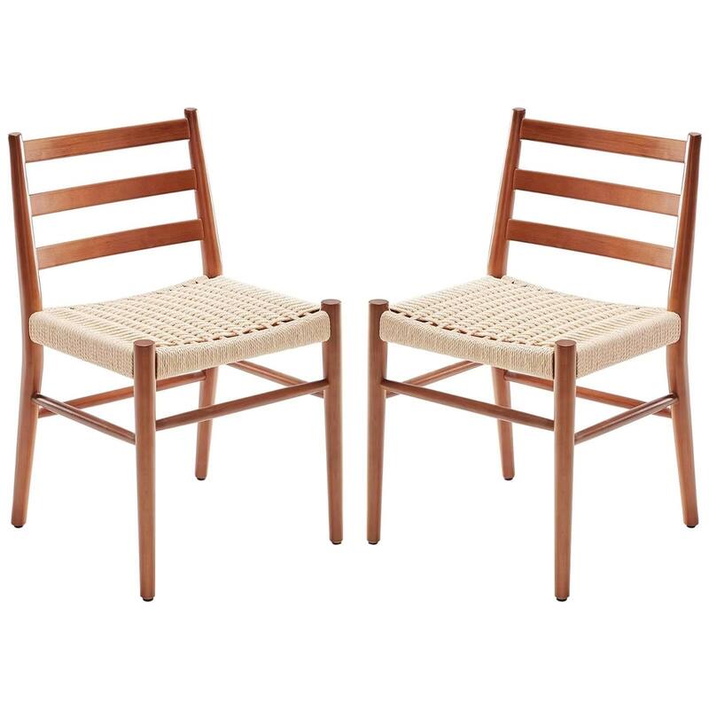 Woven Rope Seat Dining Chairs with Sturdy Metal Frame (Set of 2)
