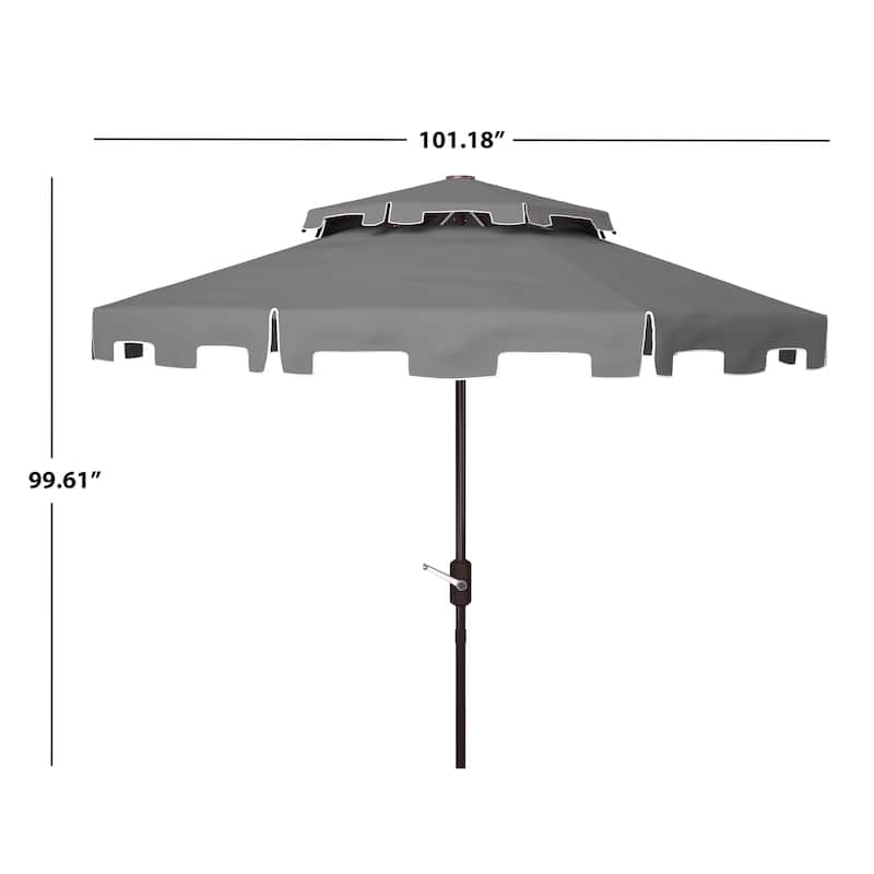 SAFAVIEH Outdoor Livia 9Ft Double Top Market Umbrella, Base Not Included