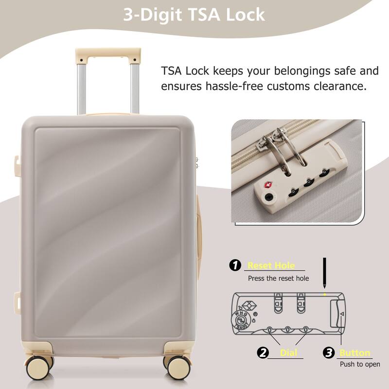Luggage Set 3 Piece, Lightweight Durable ABS Suitcases with Spinner Wheels and TSA Lock, Carry-on & Checked Travel Luggage