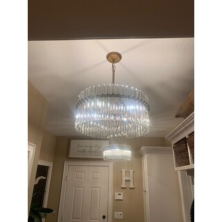 Casandra 4-light Brushed Brass Pendant Crystal Chandelier