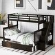 preview thumbnail 2 of 37, Stairway Twin-Over-Full Bunk Bed with Drawer, Storage and Guard Rail for Bedroom, Dorm, for Adults