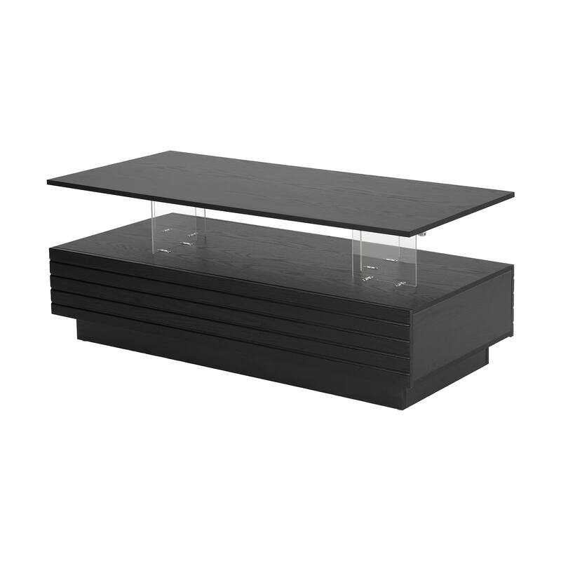47.2" LED Coffee Table with Drawers & Light Display