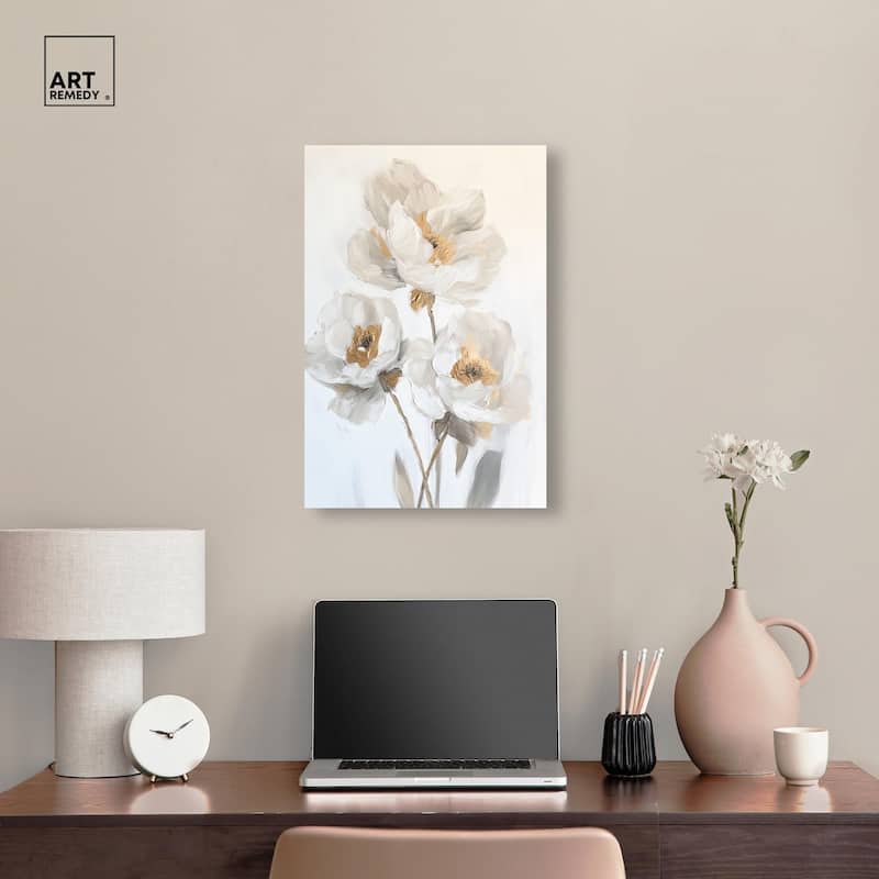 Silvered Flora II Canvas by Art Remedy, Gallery Wrapped