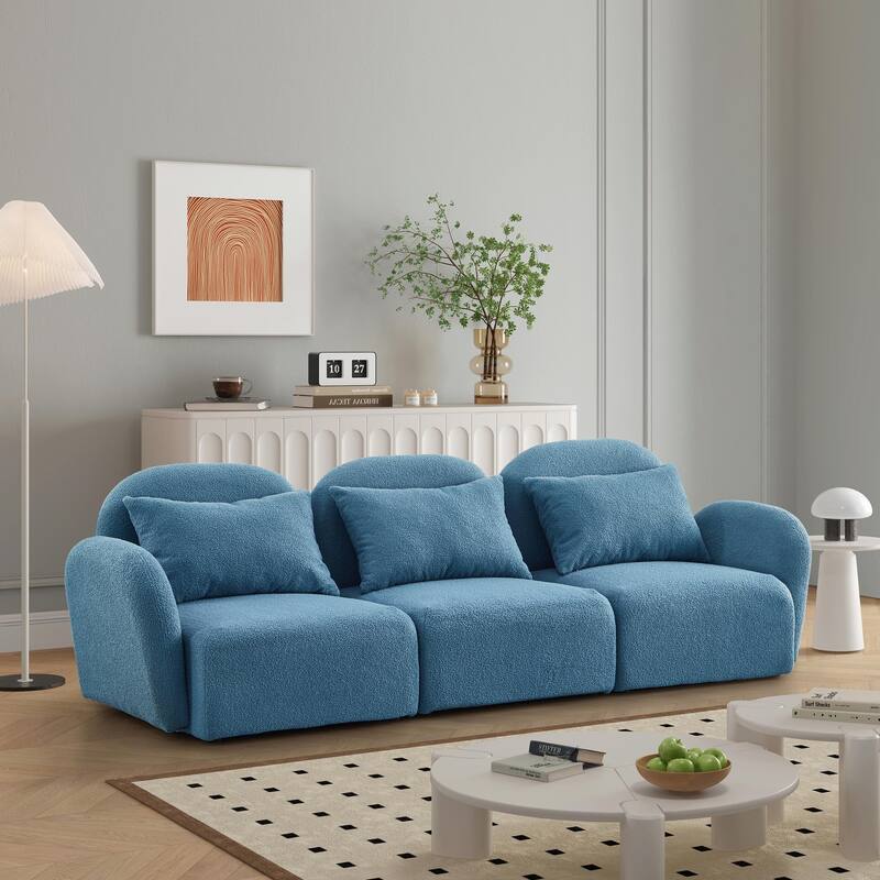 Teddy Fabric Three-Seat Lazy Sofa for Living Room