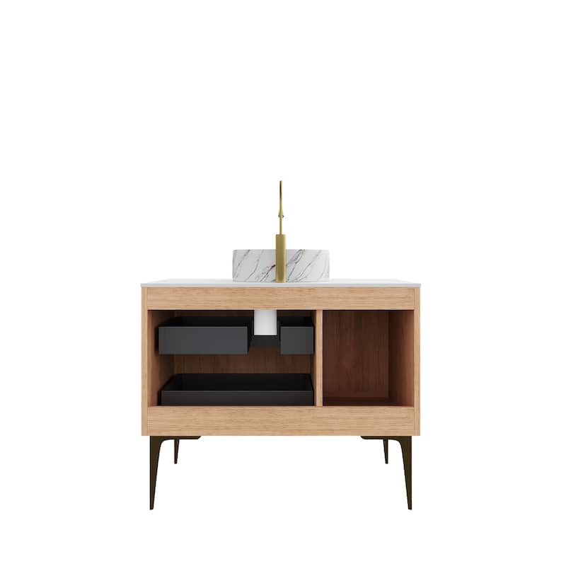 Freestanding Bathroom Vanity with Round Ceramic Basin