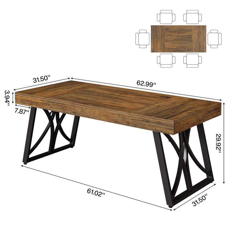 63-Inch Conference Table for 6-8 People, Rectangular Meeting Table